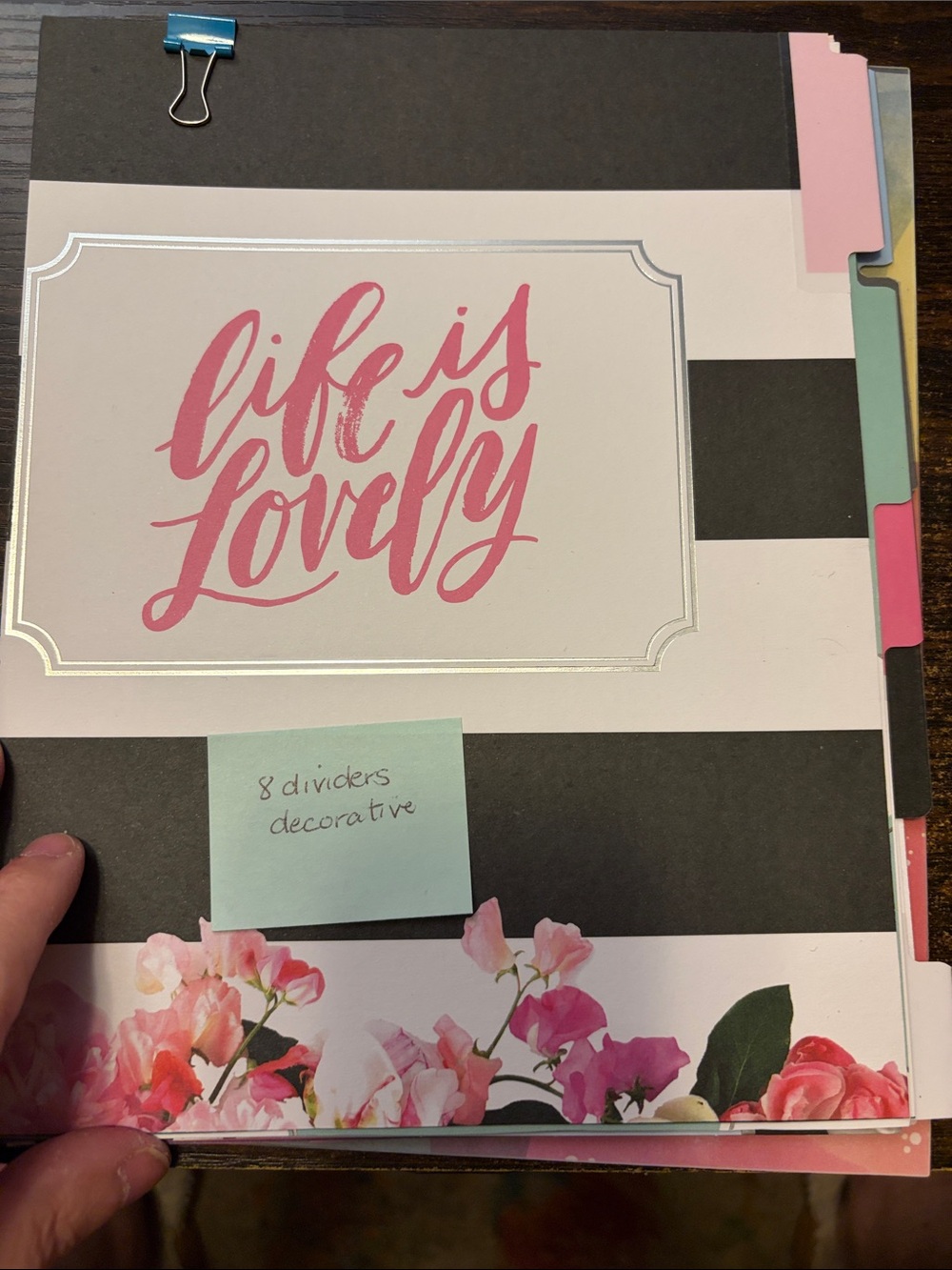 Life is Lovely Floral Stripe Divider Set - Pink & Black